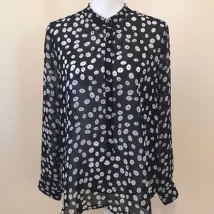 MNG Casualwear Sheer Black & White Top, XL